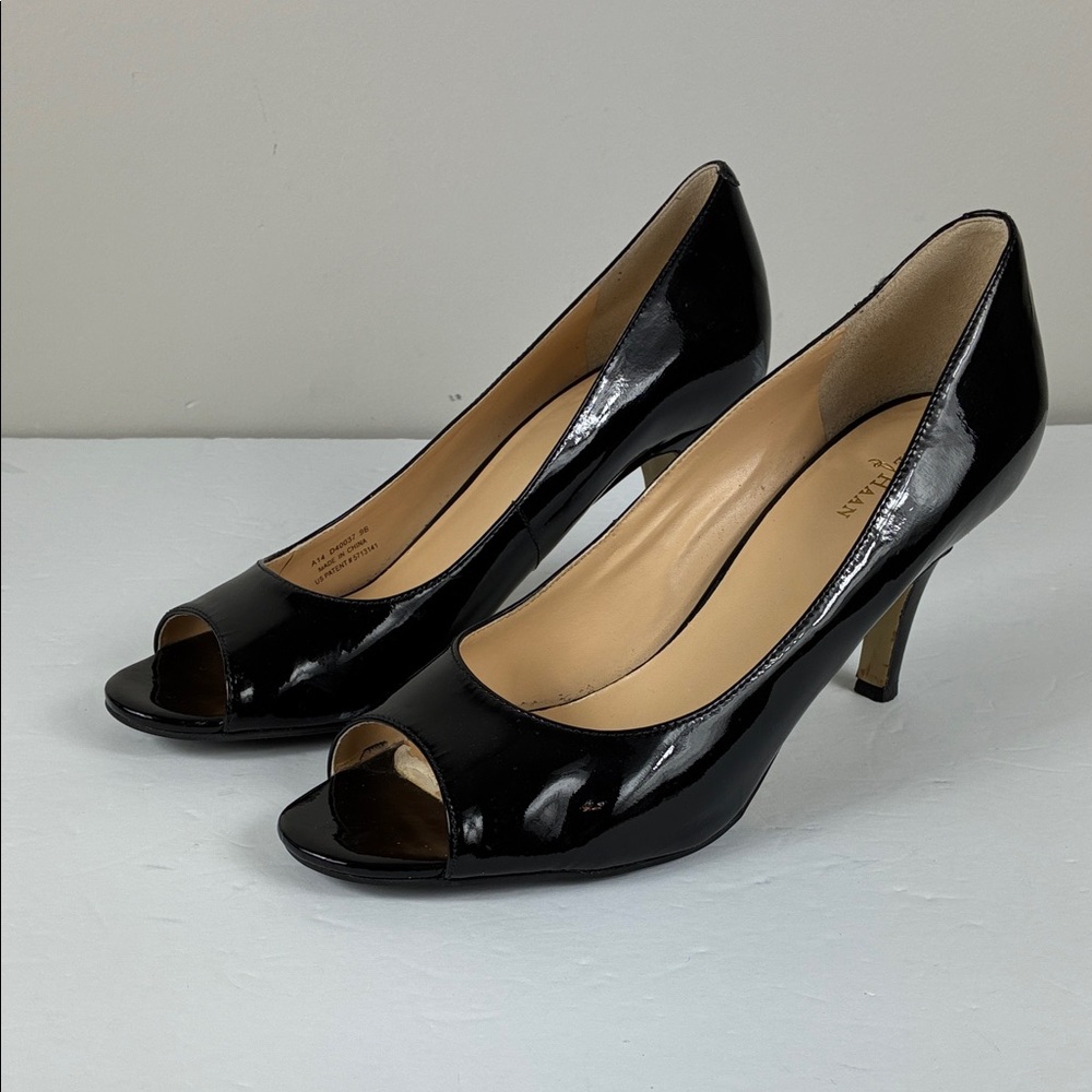Cole Haan Black Patent Peep-Toe Heels Nike Colab 9B Classic Pumps Work Party